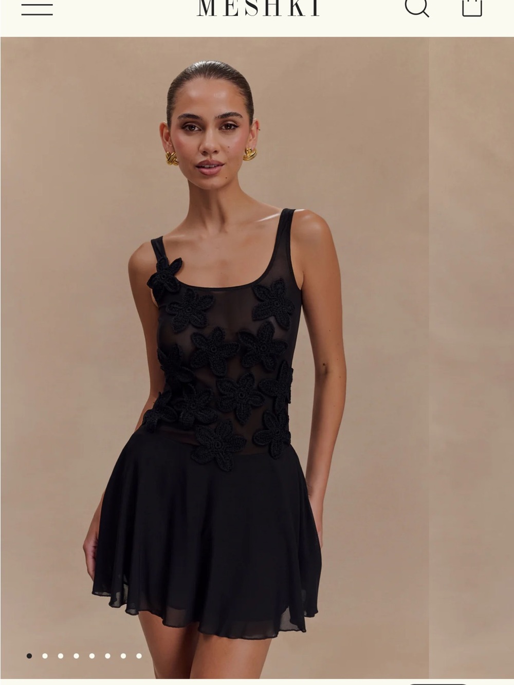 Meshki NWT Melanie Mini Dress Black Mesh Ethereal Coquette Dress XS